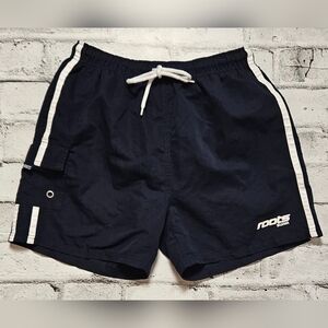 Roots Navy Swim Trunks Mens Small Drawstring Board Shorts 4 Inseam